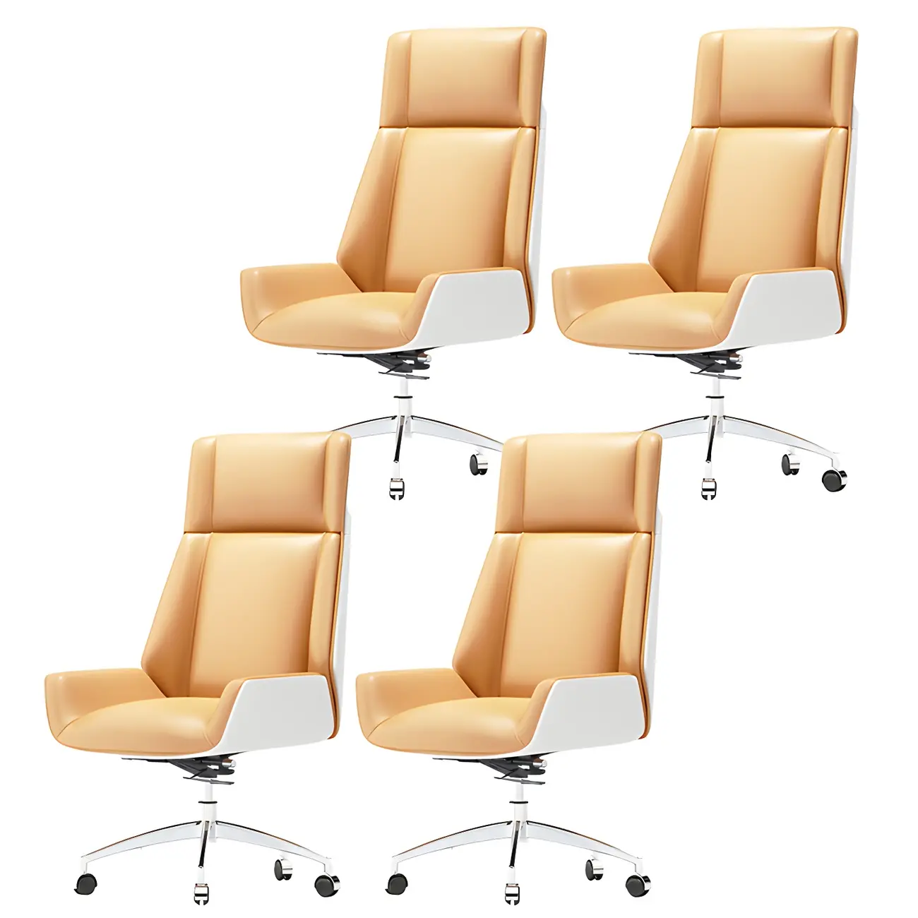 Modern High-Back Ergonomic Genuine Leather Swivel Office Chairs Image - 20 | homeyfad