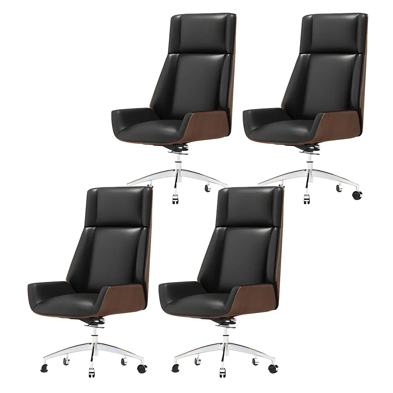 Modern High-Back Ergonomic Genuine Leather Swivel Office Chairs Image - 19