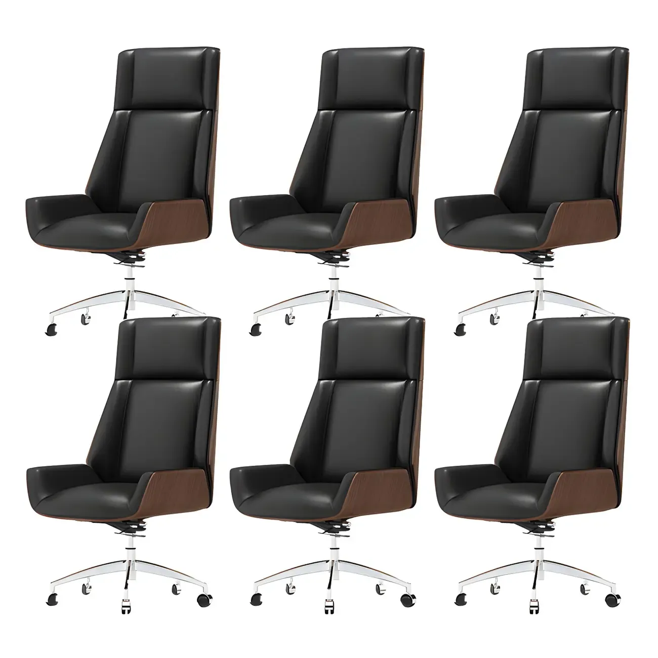 Modern High-Back Ergonomic Genuine Leather Swivel Office Chairs Image - 23