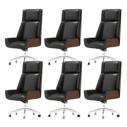 Modern High-Back Ergonomic Genuine Leather Swivel Office Chairs Image - 23