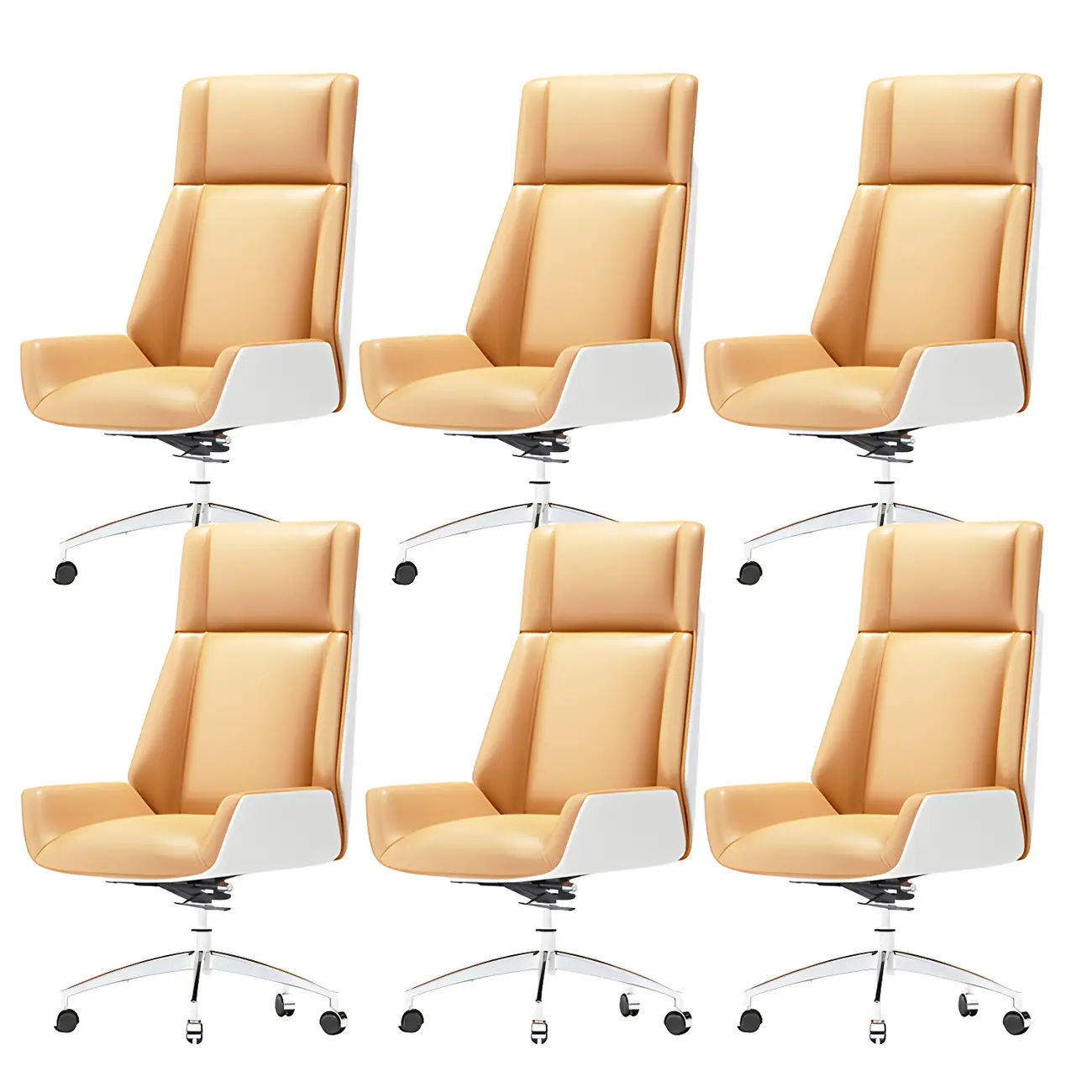 Modern High-Back Ergonomic Genuine Leather Swivel Office Chairs Image - 24 | homeyfad