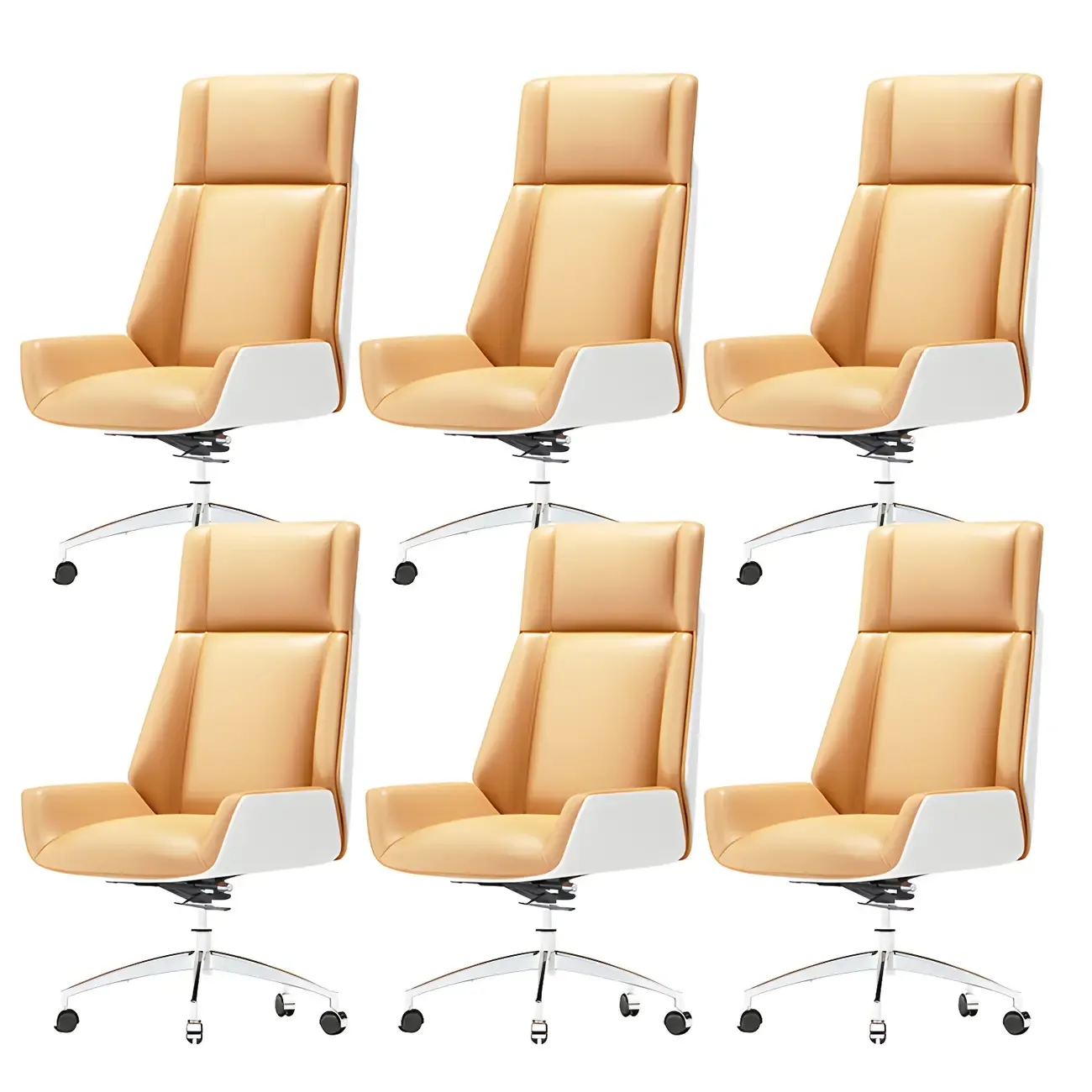 Modern High-Back Ergonomic Genuine Leather Swivel Office Chairs Image - 24