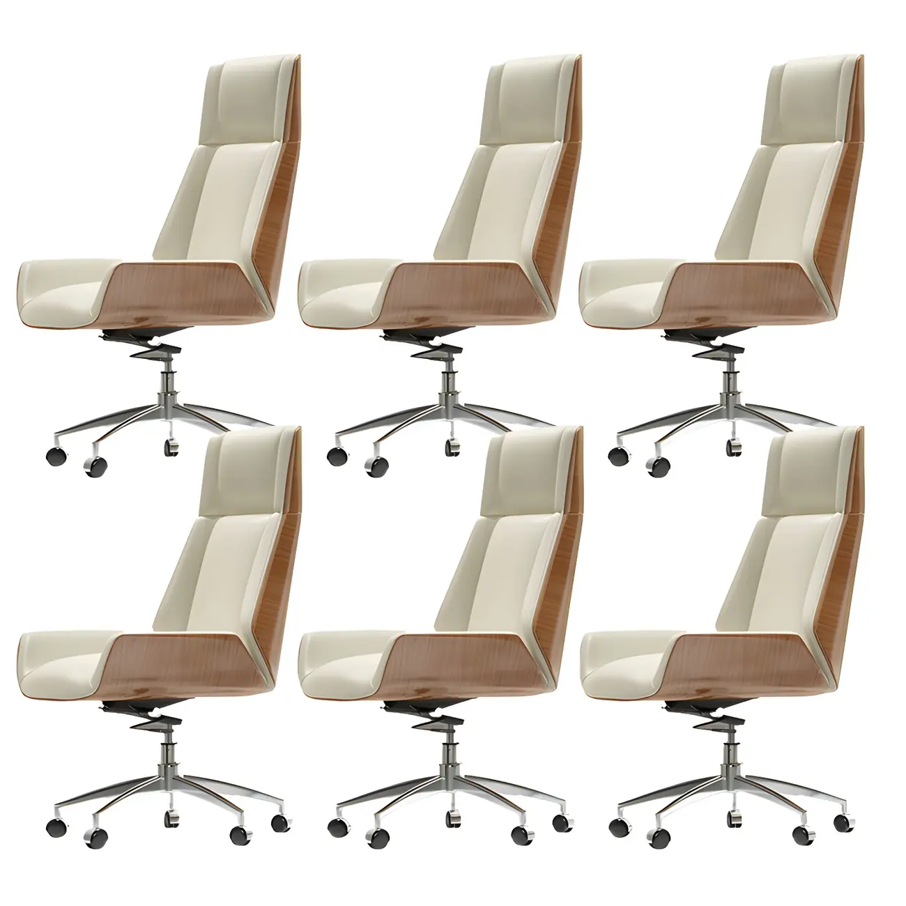 Modern High-Back Ergonomic Genuine Leather Swivel Office Chairs Image - 25 | homeyfad