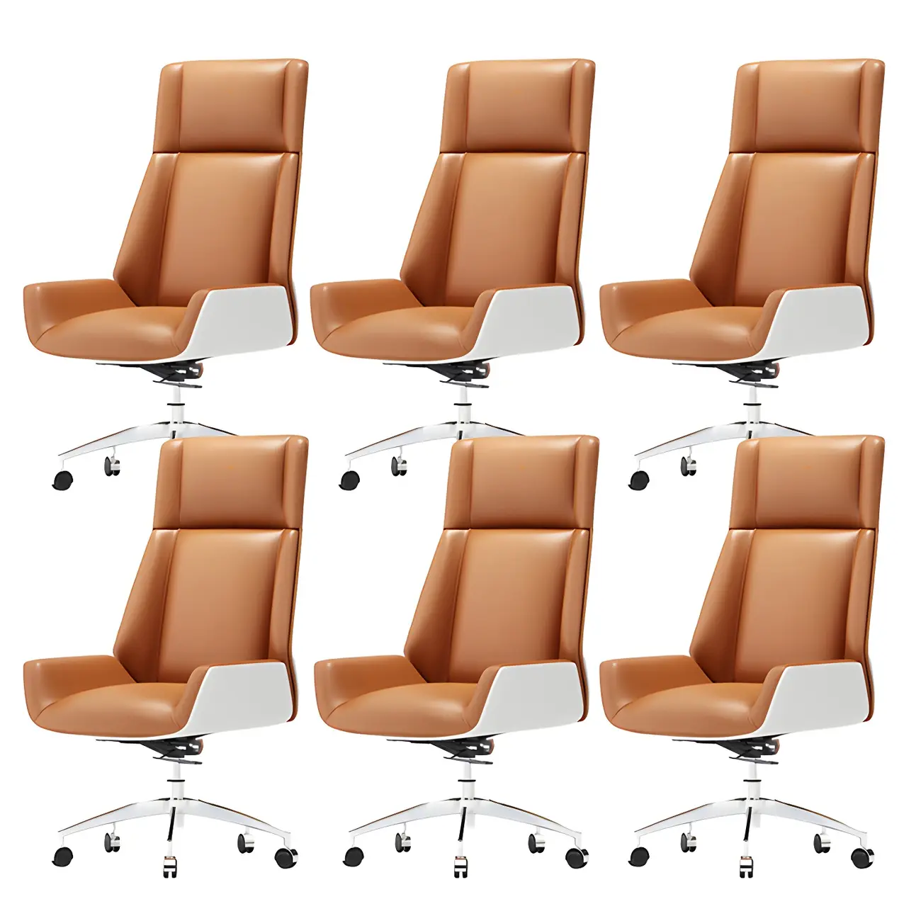 Modern High-Back Ergonomic Genuine Leather Swivel Office Chairs Image - 26 | homeyfad