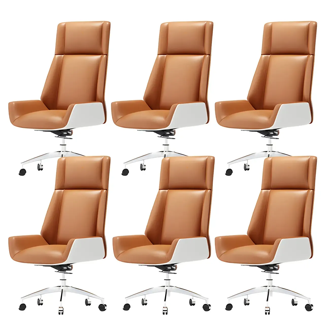 Modern High-Back Ergonomic Genuine Leather Swivel Office Chairs Image - 26