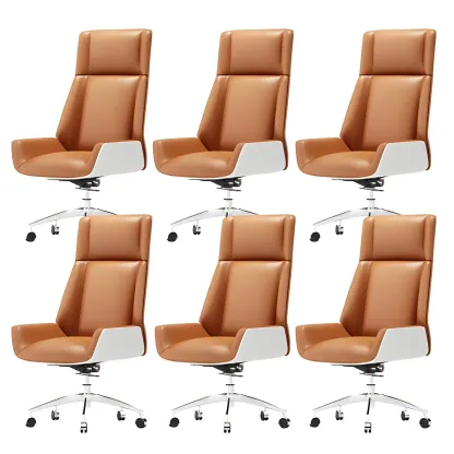 Modern High-Back Ergonomic Genuine Leather Swivel Office Chairs Image - 26