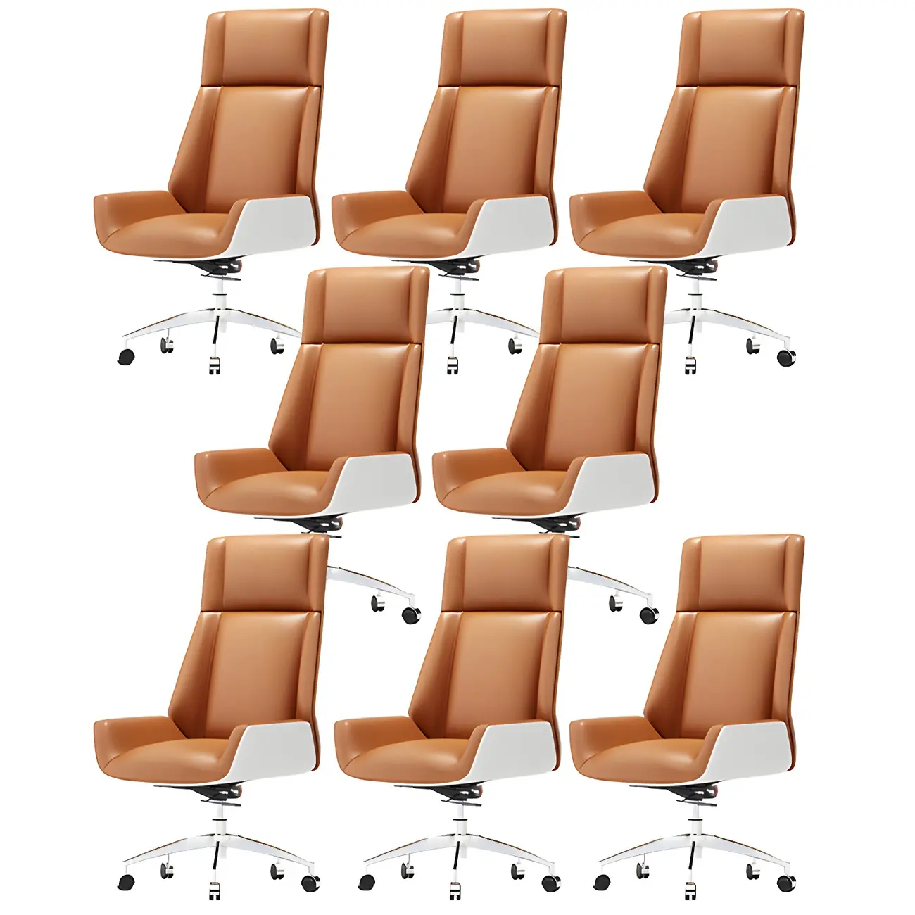 Modern High-Back Ergonomic Genuine Leather Swivel Office Chairs Image - 30 | homeyfad