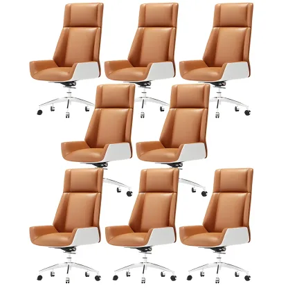 Modern High-Back Ergonomic Genuine Leather Swivel Office Chairs Image - 30