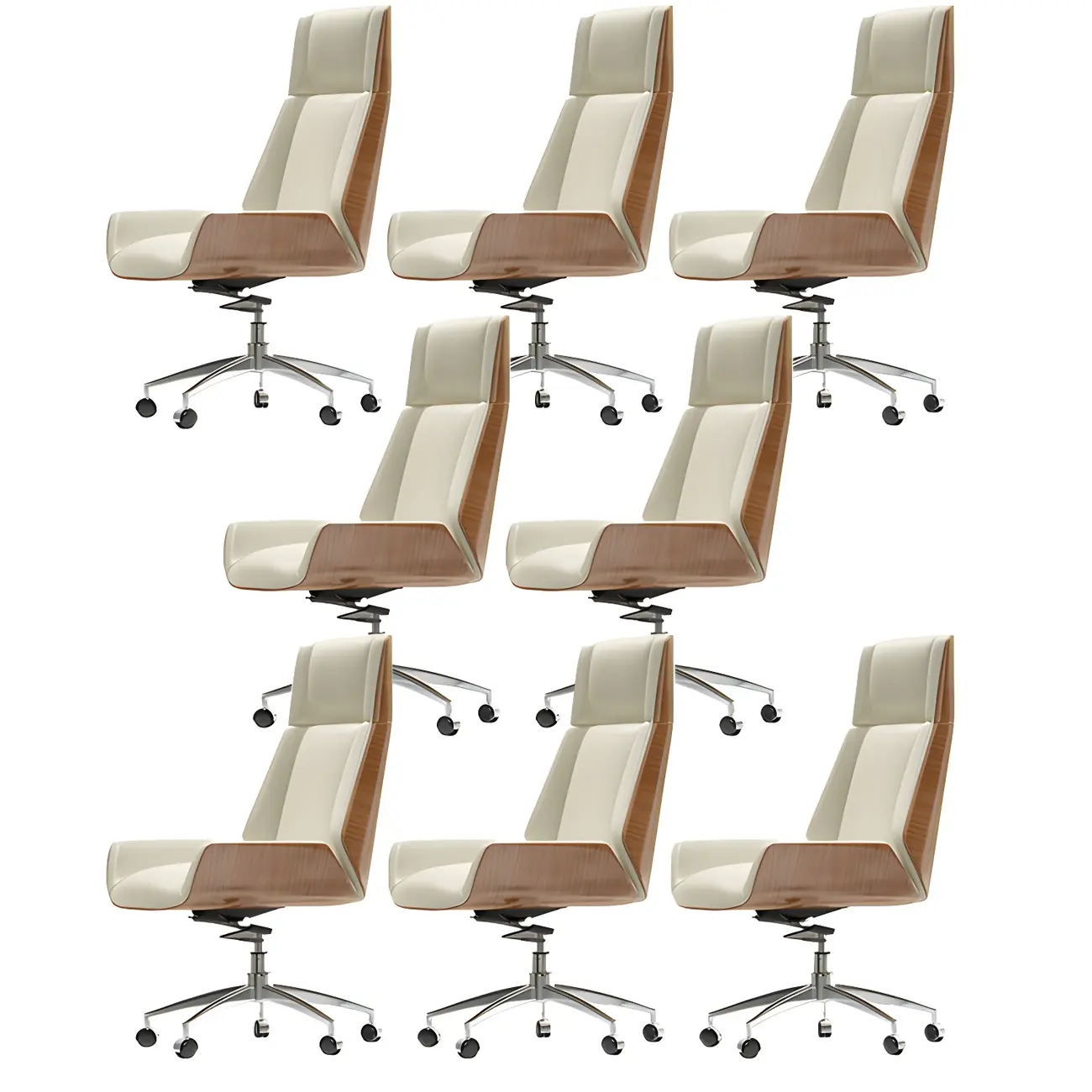 Modern High-Back Ergonomic Genuine Leather Swivel Office Chairs Image - 29 | homeyfad