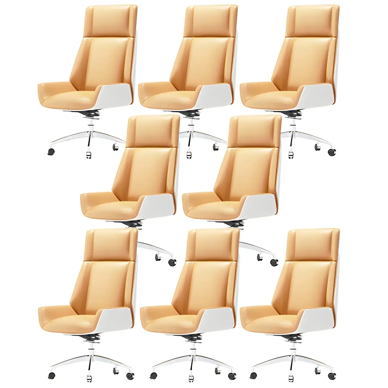 Modern High-Back Ergonomic Genuine Leather Swivel Office Chairs Image - 28