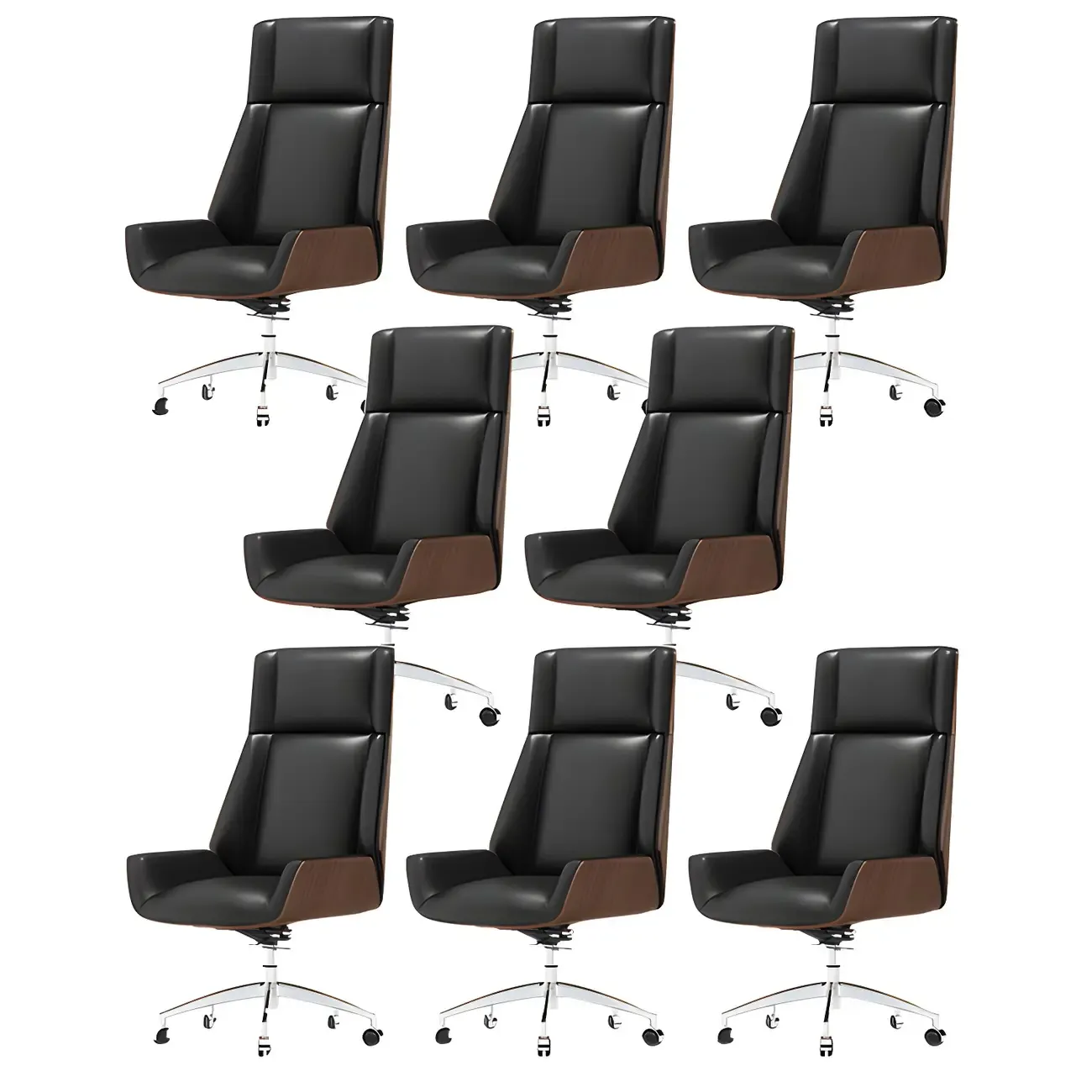 Modern High-Back Ergonomic Genuine Leather Swivel Office Chairs Image - 27