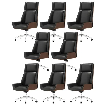 Modern High-Back Ergonomic Genuine Leather Swivel Office Chairs Image - 27