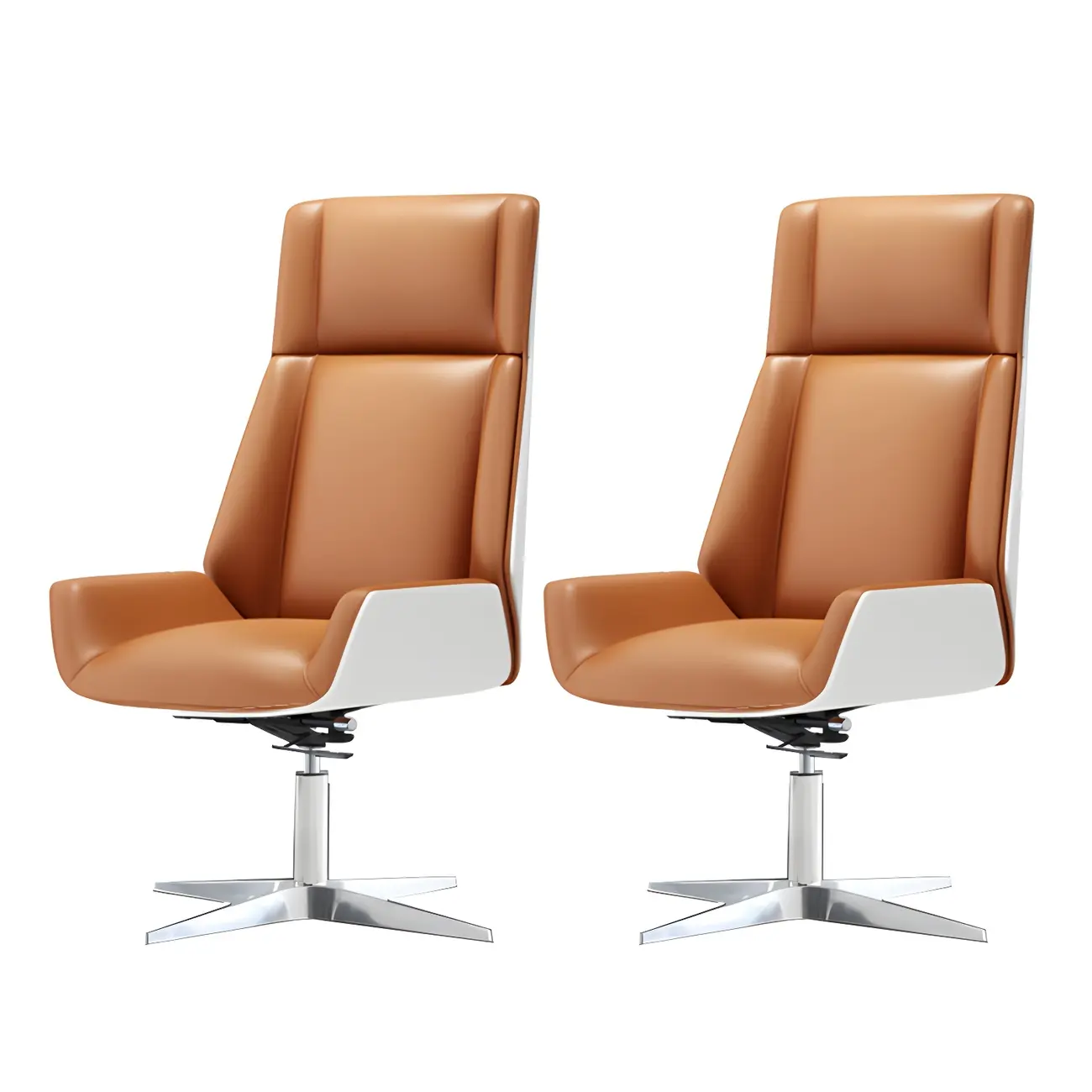 Modern High-Back Ergonomic Genuine Leather Swivel Office Chairs Image - 26 | homeyfad