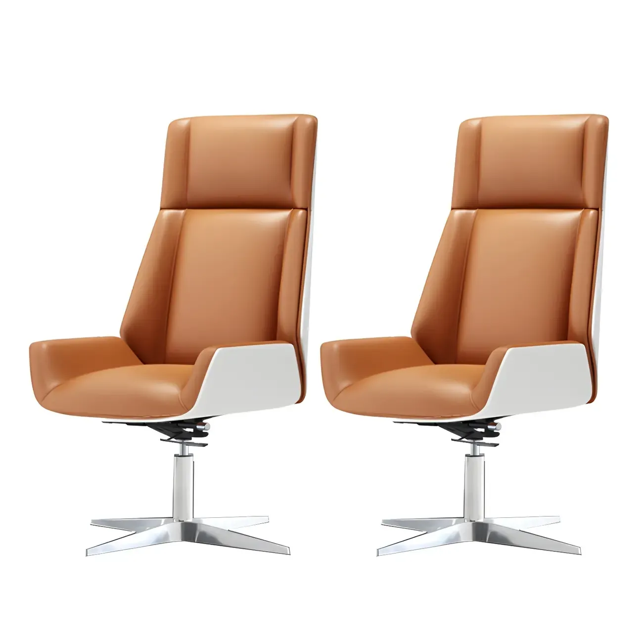 Modern High-Back Ergonomic Genuine Leather Swivel Office Chairs Image - 38