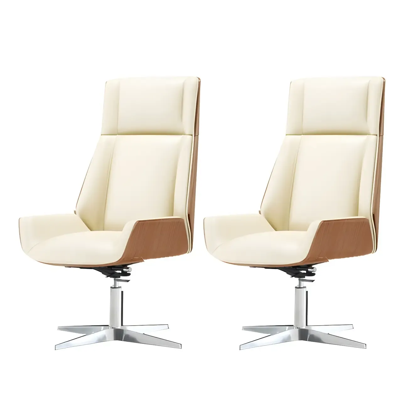 Modern High-Back Ergonomic Genuine Leather Swivel Office Chairs Image - 37