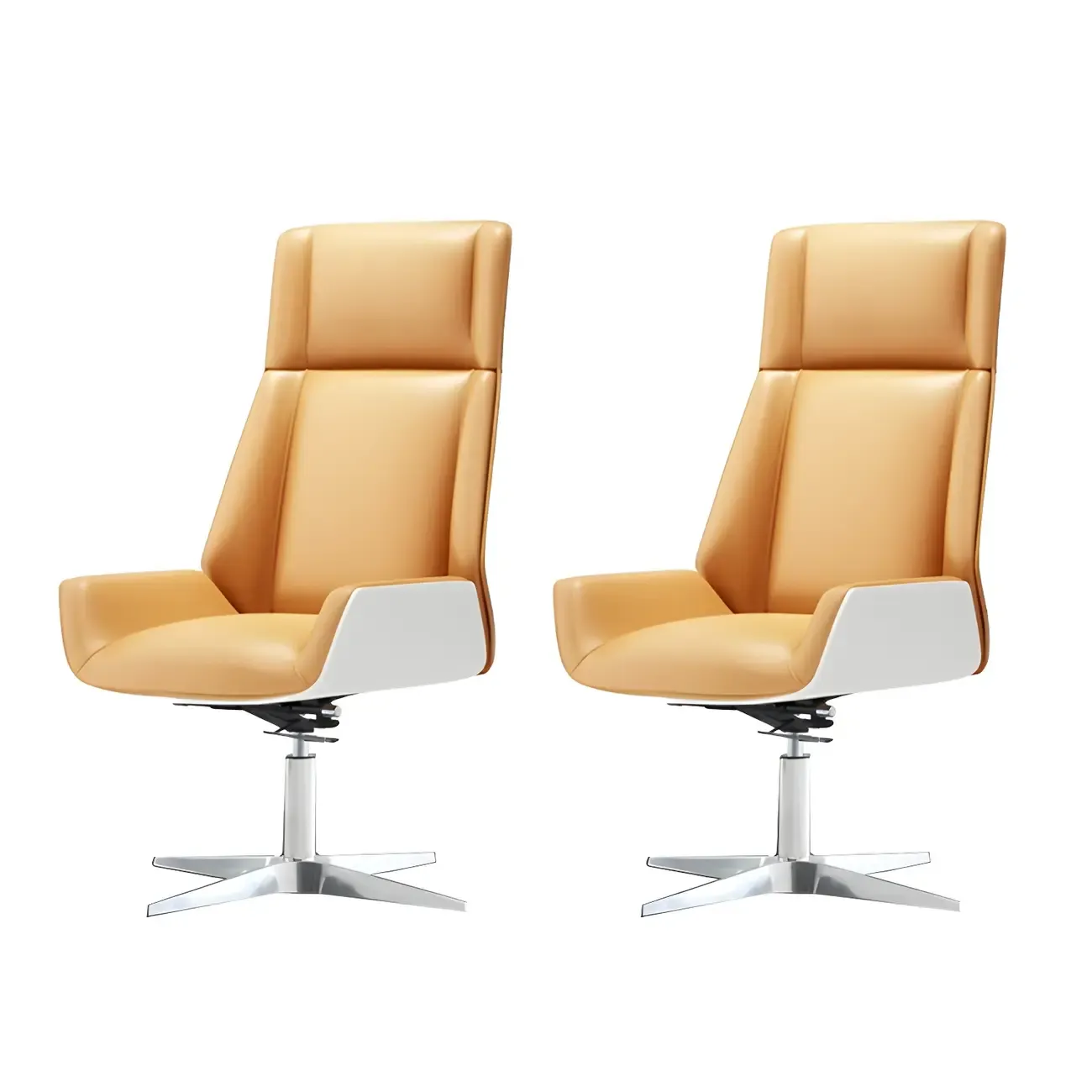 Modern High-Back Ergonomic Genuine Leather Swivel Office Chairs Image - 36