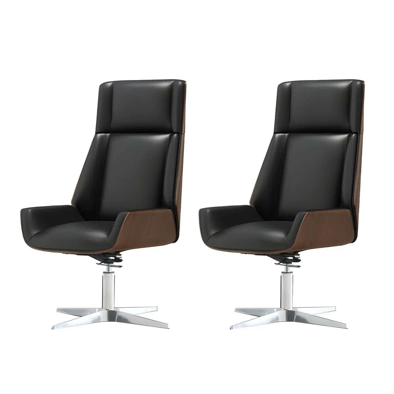 Modern High-Back Ergonomic Genuine Leather Swivel Office Chairs Image - 35 | homeyfad