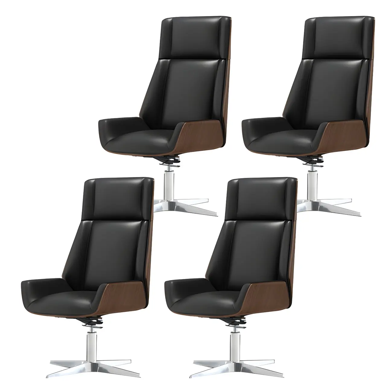 Modern High-Back Ergonomic Genuine Leather Swivel Office Chairs Image - 39 | homeyfad