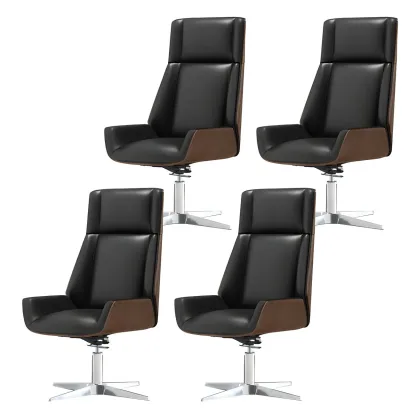 Modern High-Back Ergonomic Genuine Leather Swivel Office Chairs Image - 39