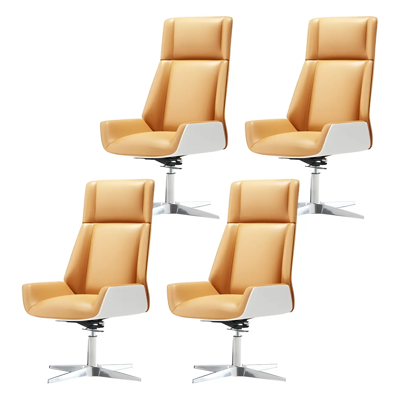 Modern High-Back Ergonomic Genuine Leather Swivel Office Chairs Image - 40 | homeyfad