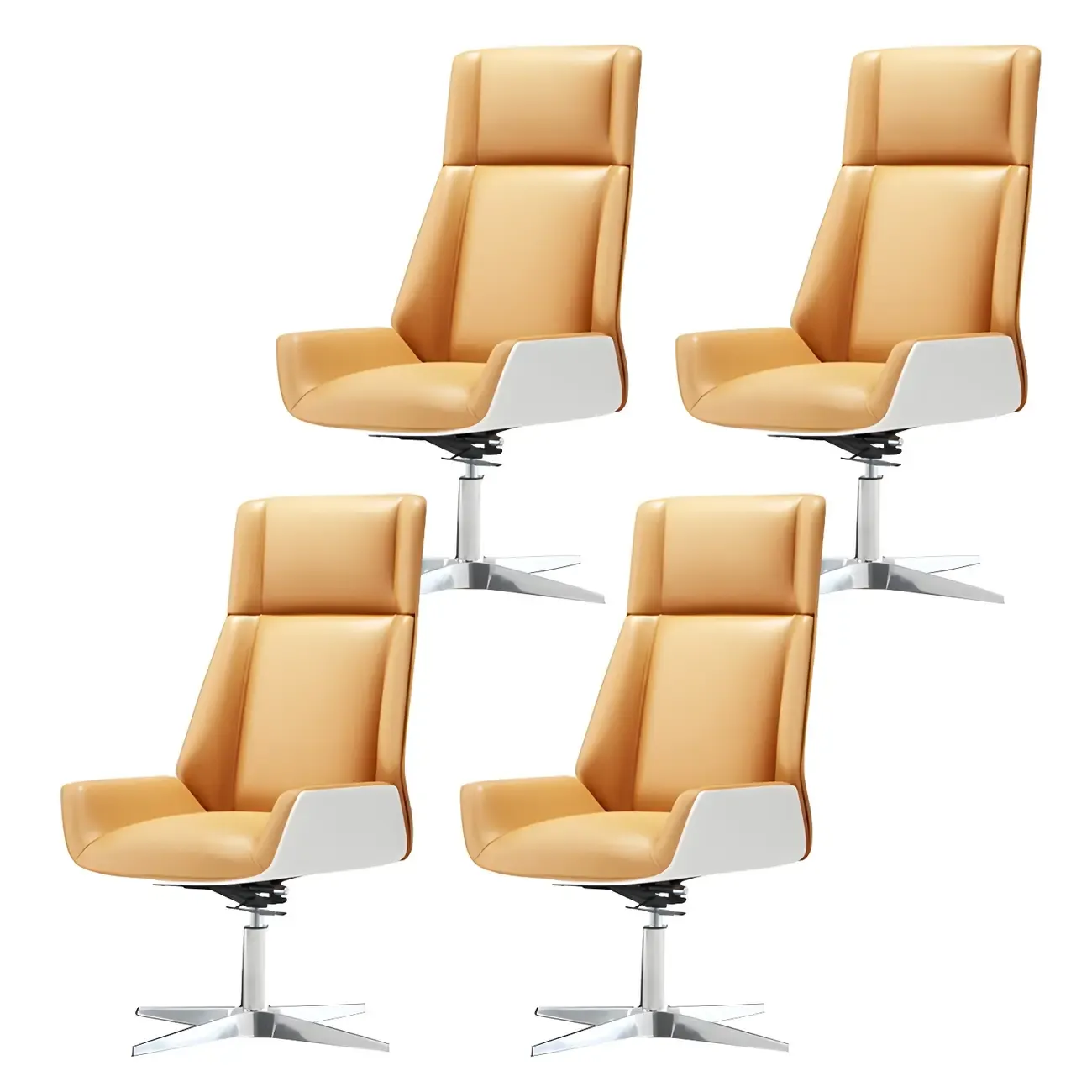 Modern High-Back Ergonomic Genuine Leather Swivel Office Chairs Image - 40