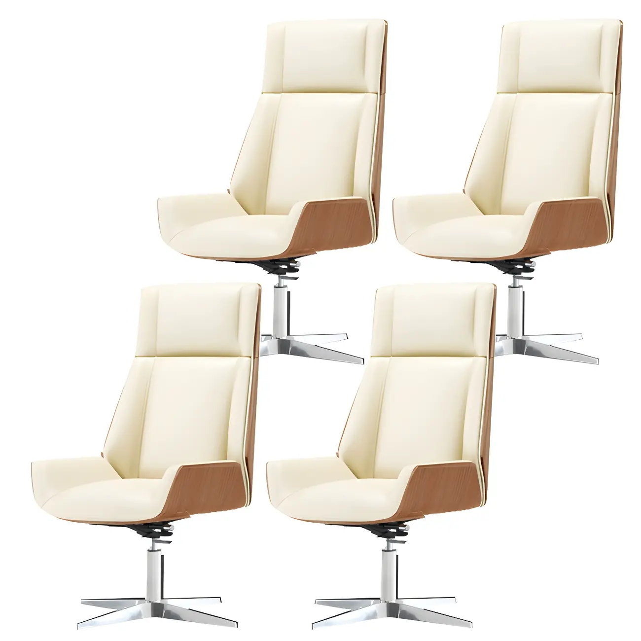 Modern High-Back Ergonomic Genuine Leather Swivel Office Chairs Image - 41 | homeyfad