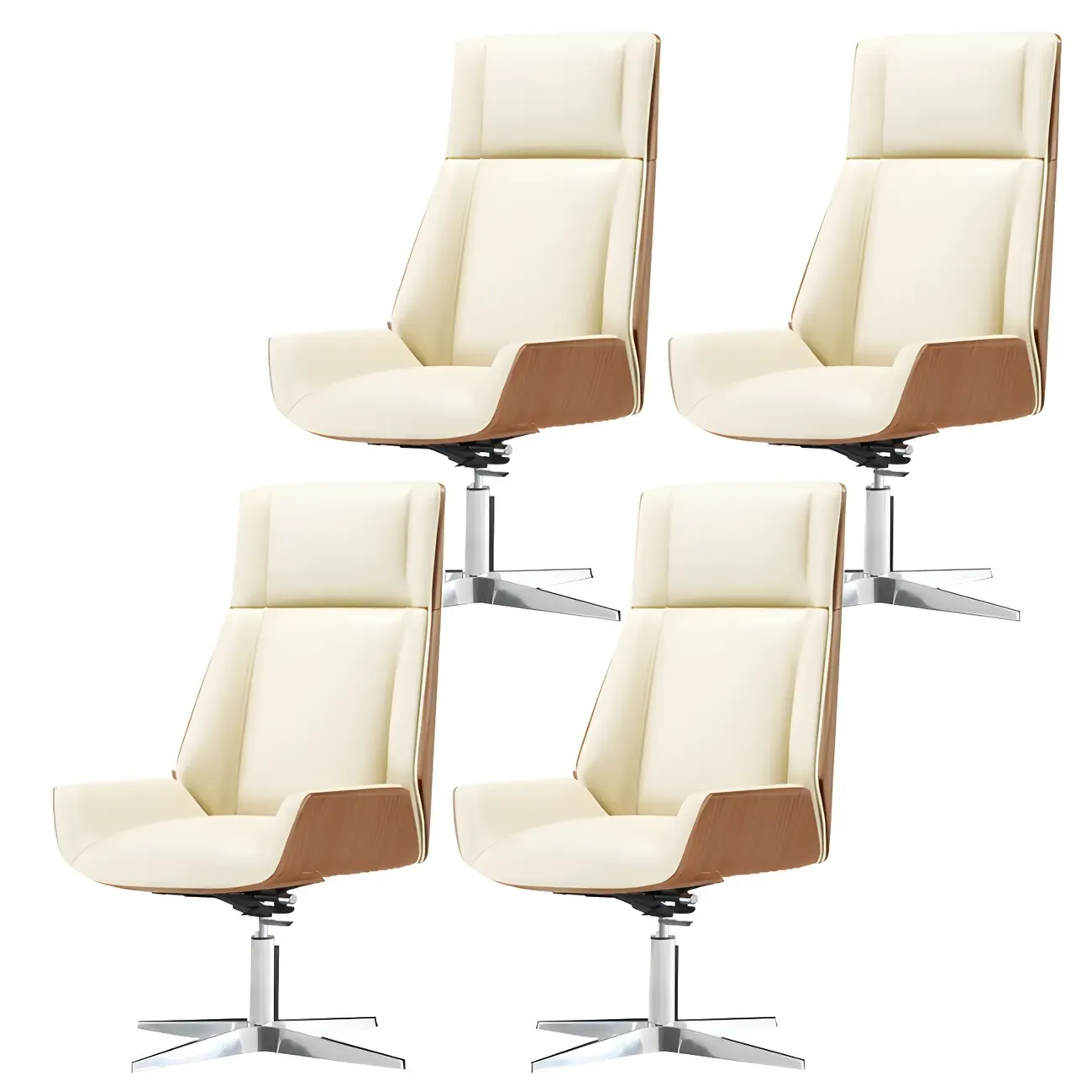 Modern High-Back Ergonomic Genuine Leather Swivel Office Chairs Image - 41