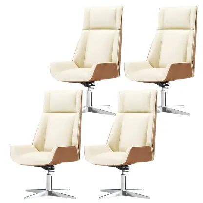 Modern High-Back Ergonomic Genuine Leather Swivel Office Chairs Image - 41