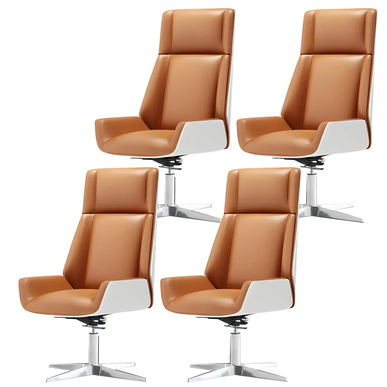 Modern High-Back Ergonomic Genuine Leather Swivel Office Chairs Image - 42