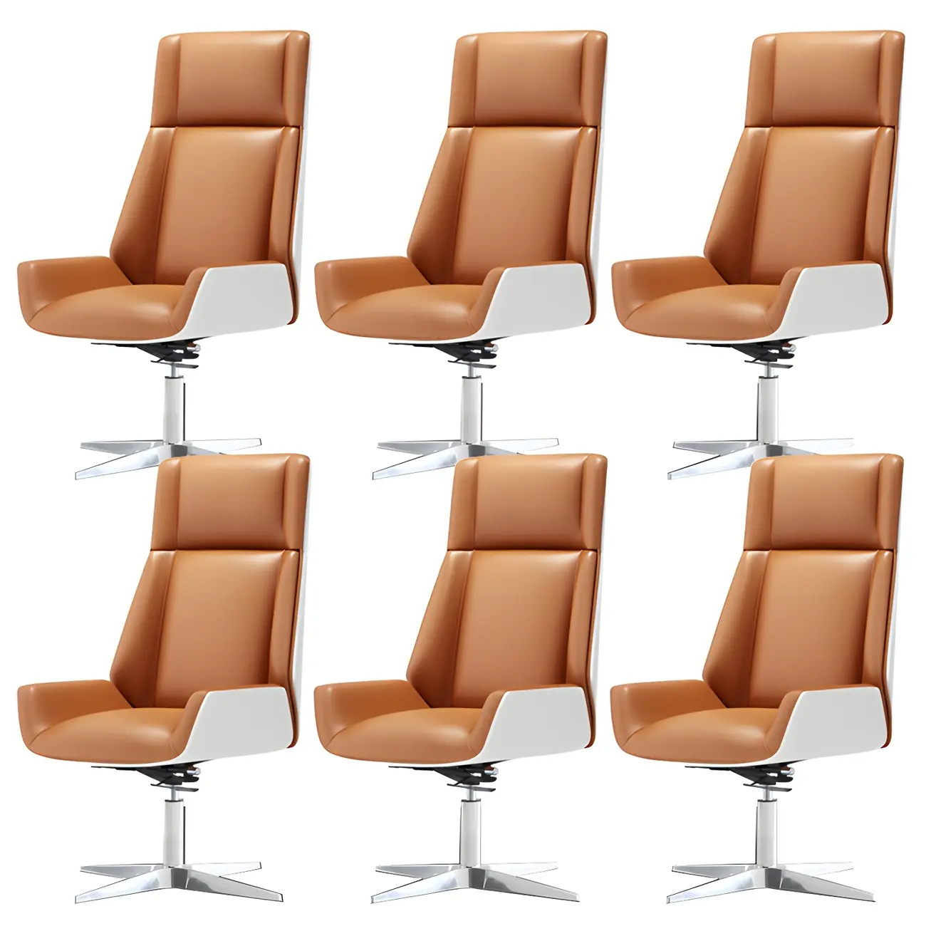 Modern High-Back Ergonomic Genuine Leather Swivel Office Chairs Image - 46 | homeyfad