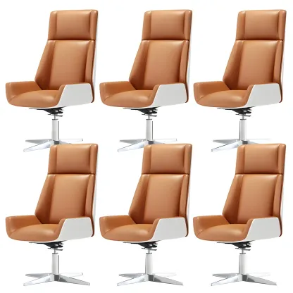 Modern High-Back Ergonomic Genuine Leather Swivel Office Chairs Image - 46