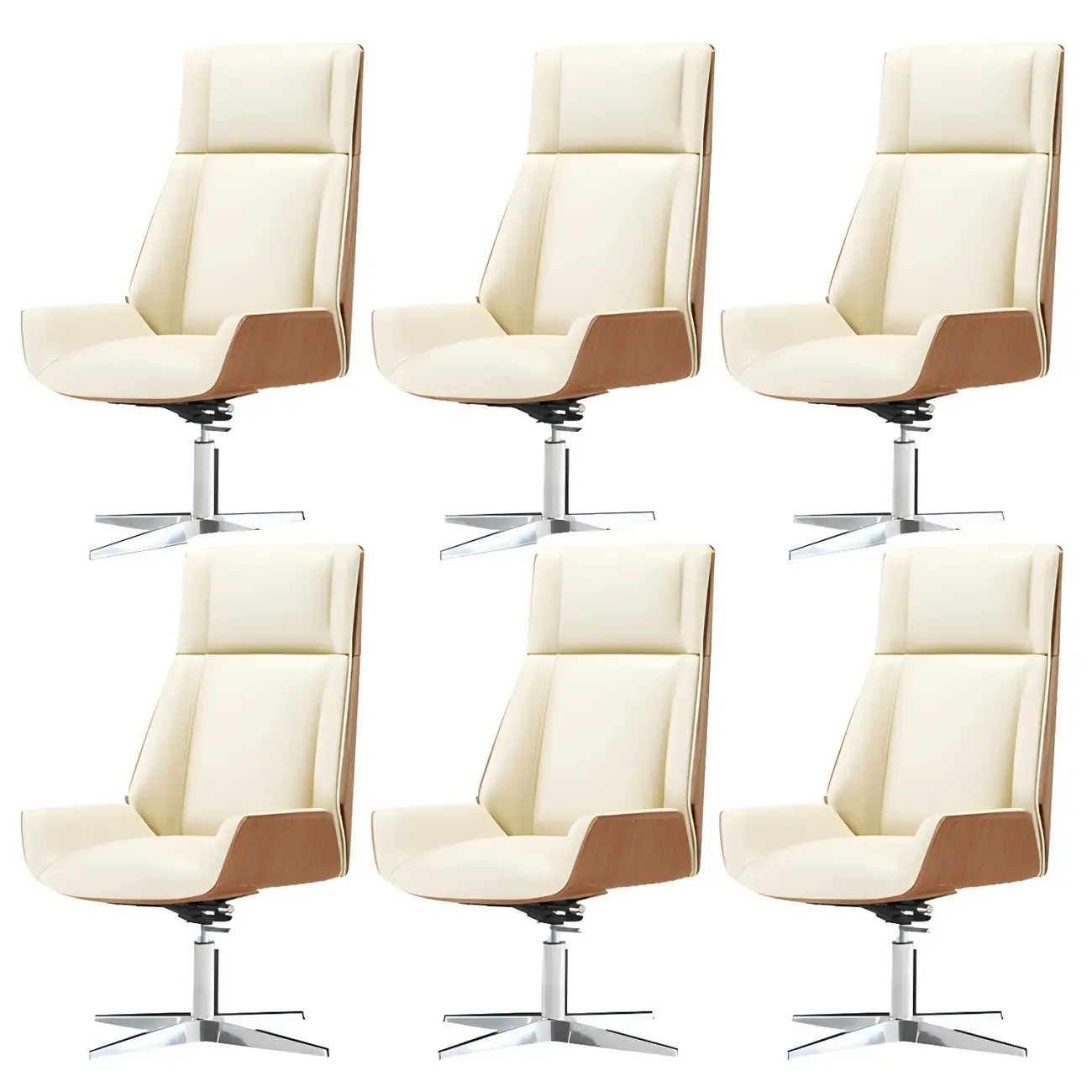 Modern High-Back Ergonomic Genuine Leather Swivel Office Chairs Image - 45