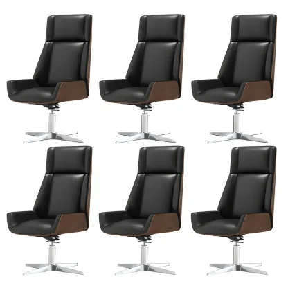 Modern High-Back Ergonomic Genuine Leather Swivel Office Chairs Image - 43