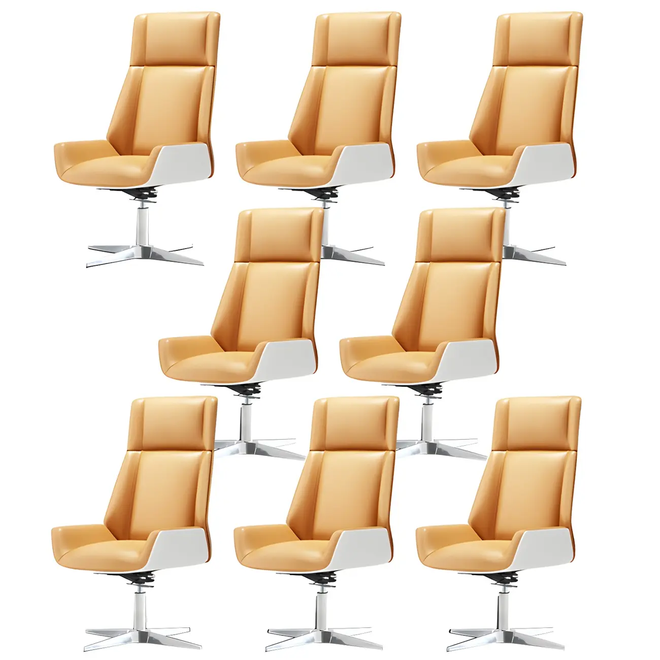 Modern High-Back Ergonomic Genuine Leather Swivel Office Chairs Image - 48 | homeyfad