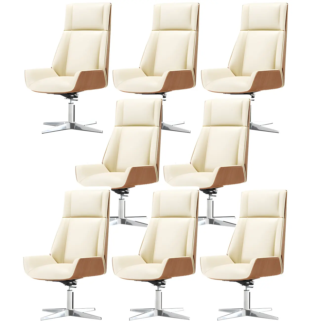 Modern High-Back Ergonomic Genuine Leather Swivel Office Chairs Image - 49 | homeyfad