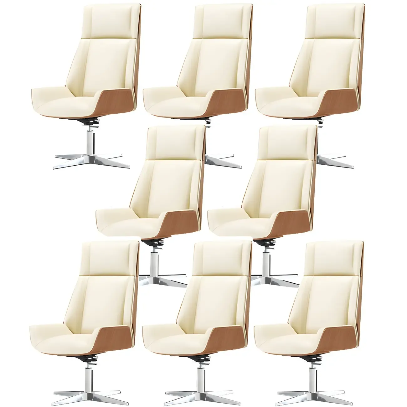 Modern High-Back Ergonomic Genuine Leather Swivel Office Chairs Image - 49