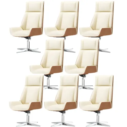 Modern High-Back Ergonomic Genuine Leather Swivel Office Chairs Image - 49