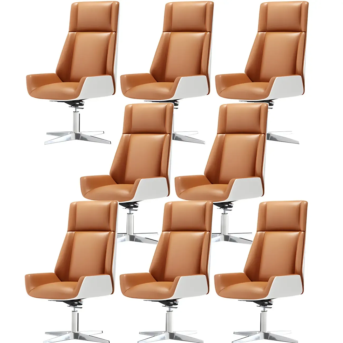 Modern High-Back Ergonomic Genuine Leather Swivel Office Chairs Image - 50