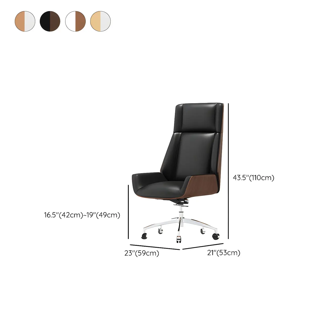 Modern High-Back Ergonomic Genuine Leather Swivel Office Chairs #size | homeyfad