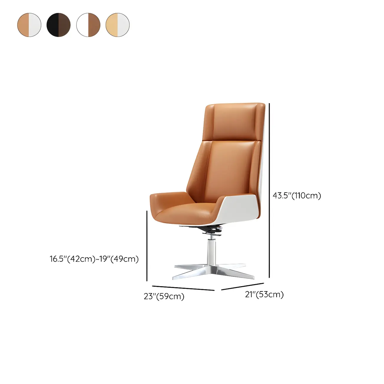 Modern High-Back Ergonomic Genuine Leather Swivel Office Chairs Image - 7 | homeyfad
