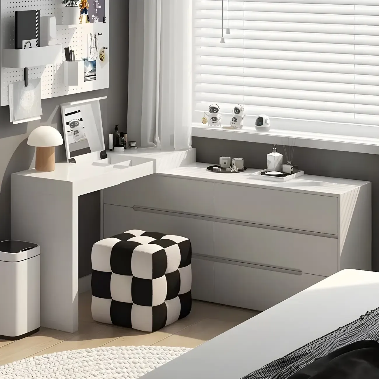 Minimalist White Wooden Dresser with Soft-Close Drawers Image - 6