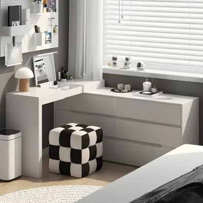 Minimalist White Wooden Dresser with Soft-Close Drawers Image - 6