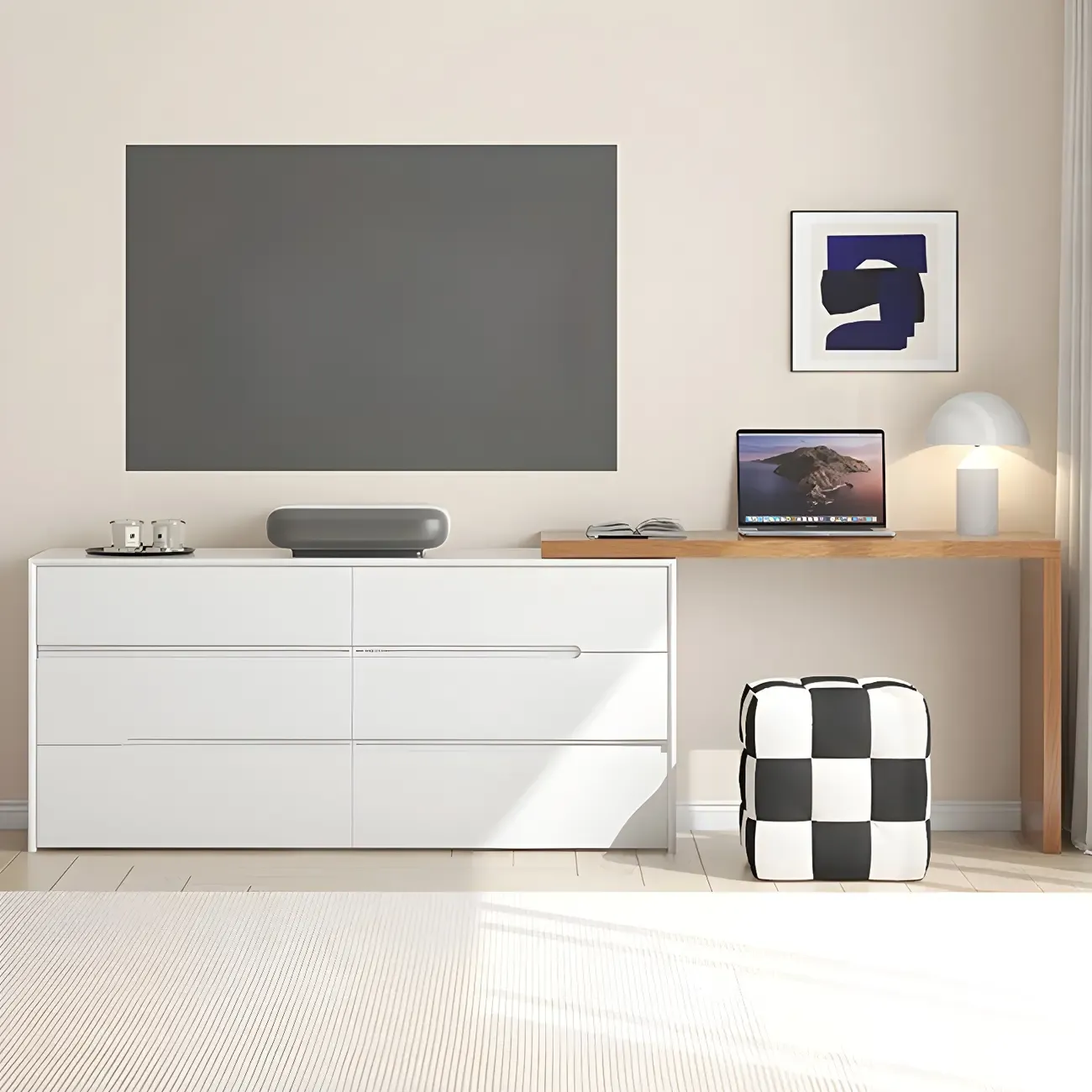 Minimalist White Wooden Dresser with Soft-Close Drawers Image - 7