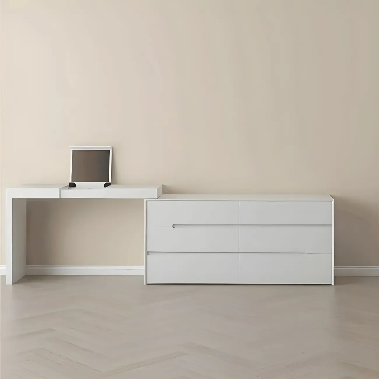Minimalist White Wooden Dresser with Soft-Close Drawers Image - 14