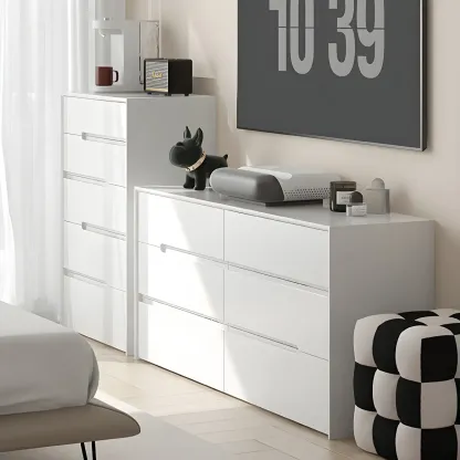 Minimalist White Wooden Dresser with Soft-Close Drawers Image - 16