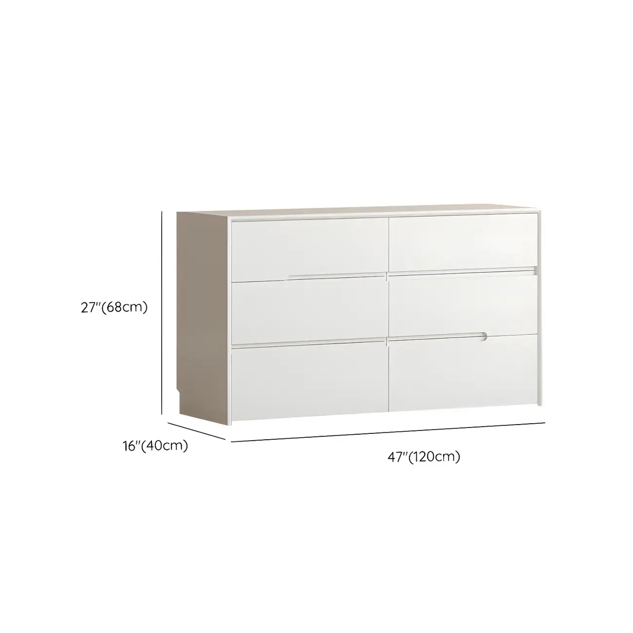Minimalist White Wooden Dresser with Soft-Close Drawers #size