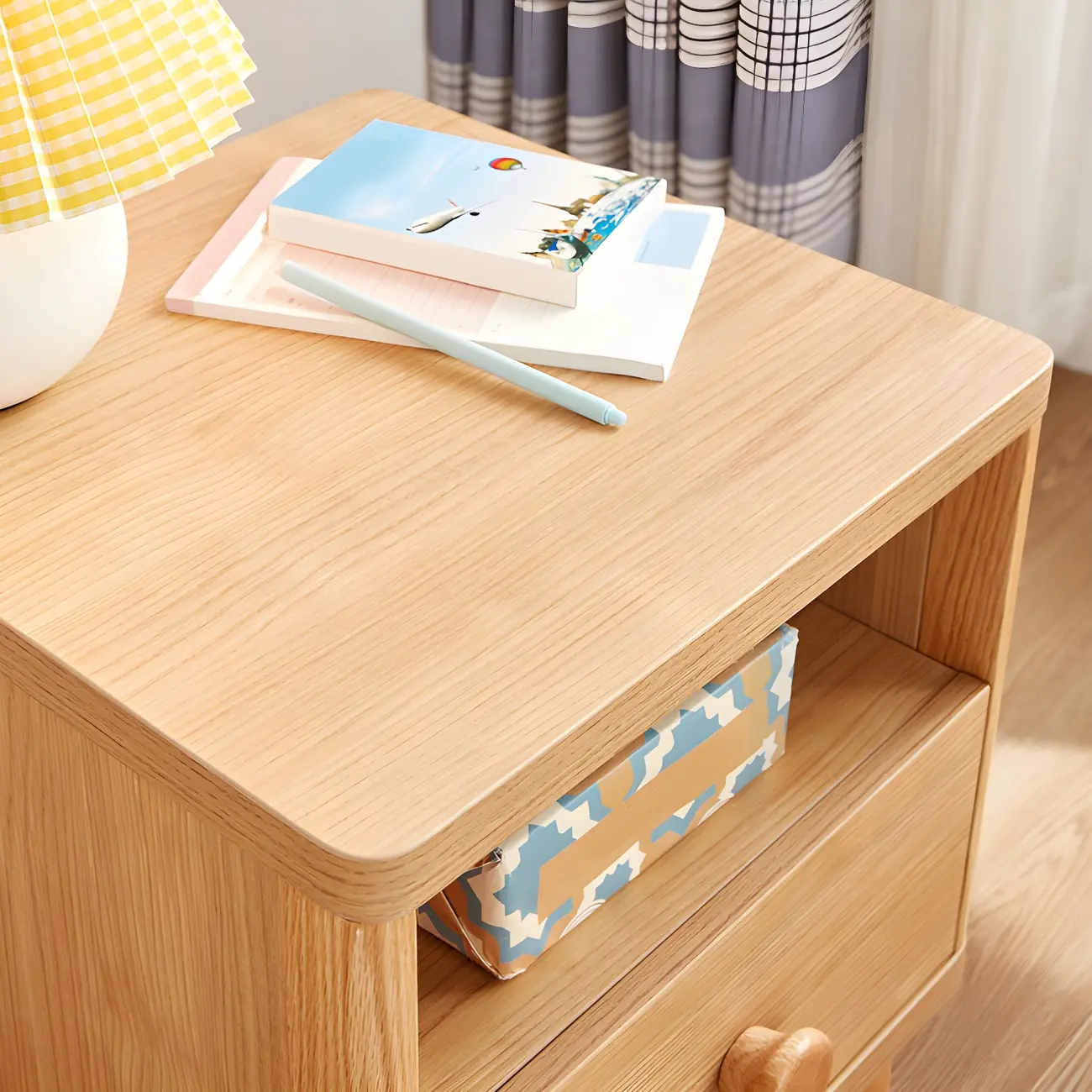 Childroom Solid Wood  2-Tier Small Nightstand with Legs Image - 6 | homeyfad