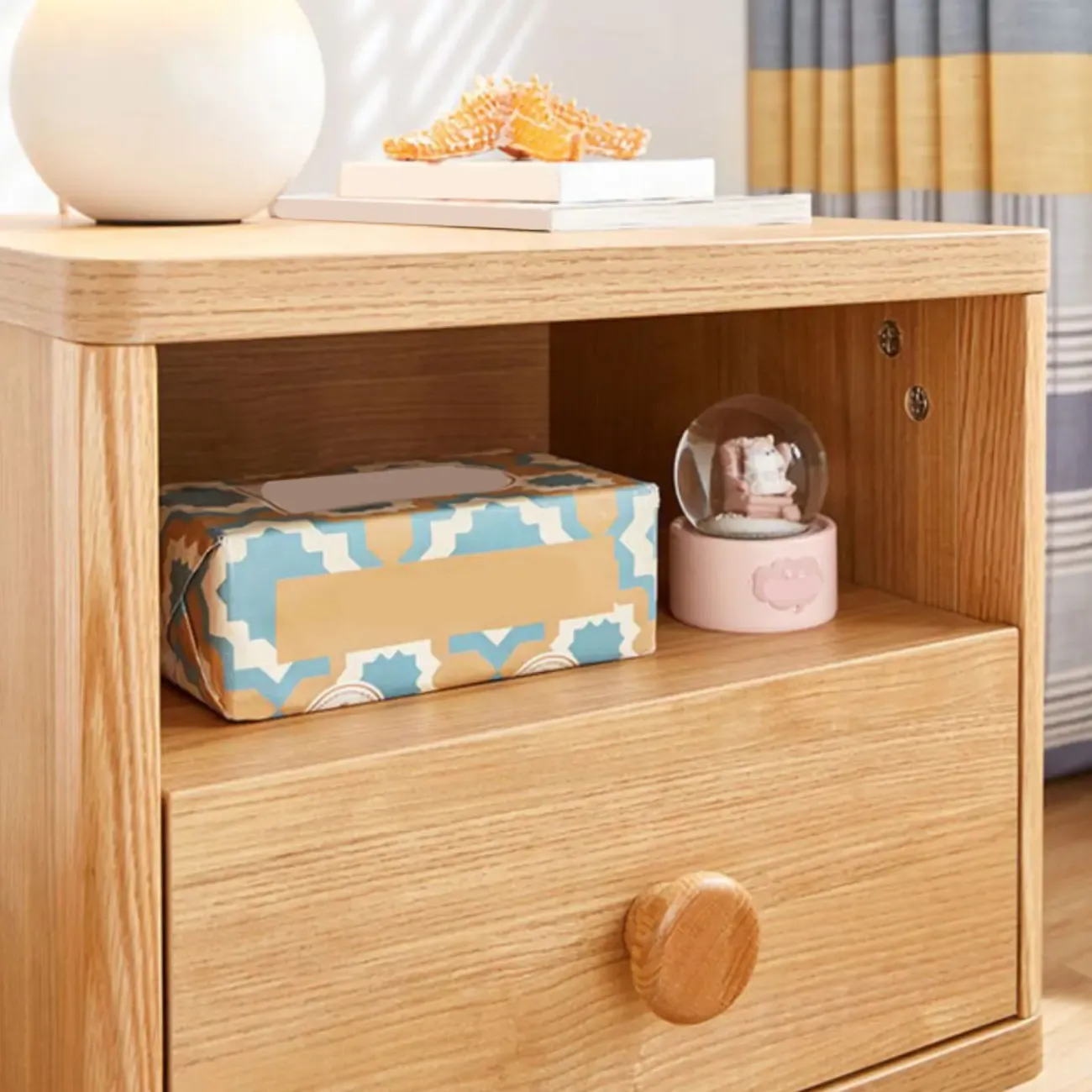Childroom Solid Wood  2-Tier Small Nightstand with Legs Image - 9