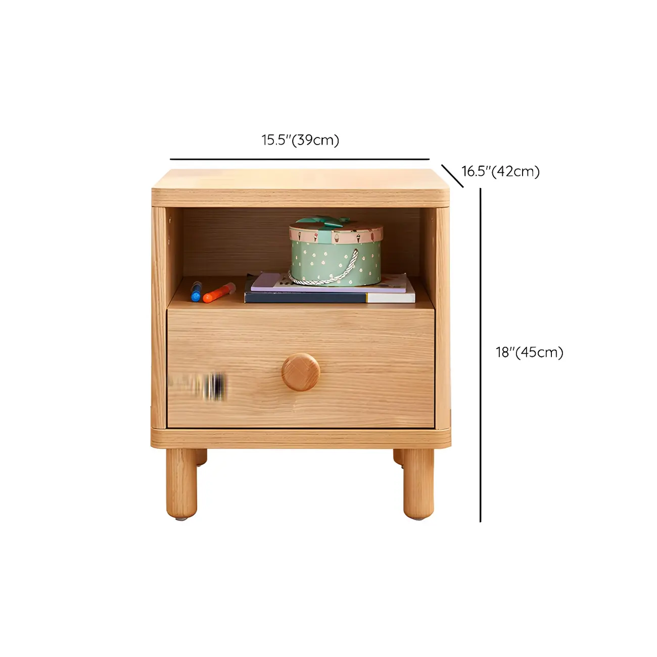 Childroom Solid Wood  2-Tier Small Nightstand with Legs #size | homeyfad