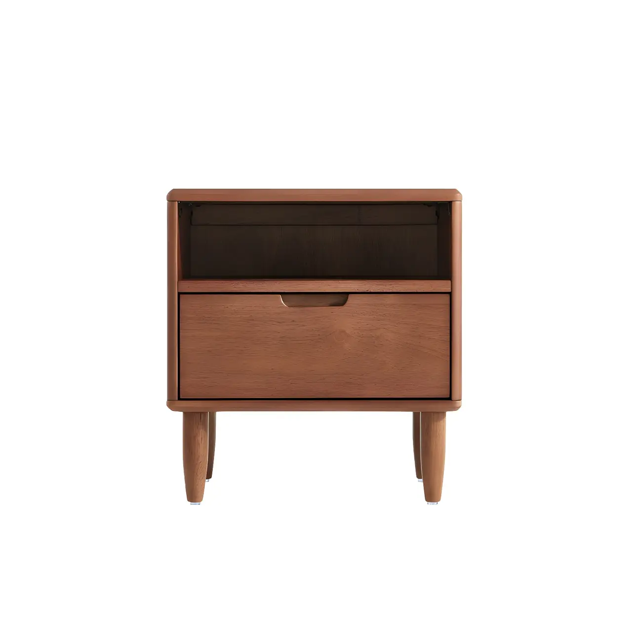 Narrow Brown 2-Tier Wood Nightstand for Bedroom Image - 4 | homeyfad